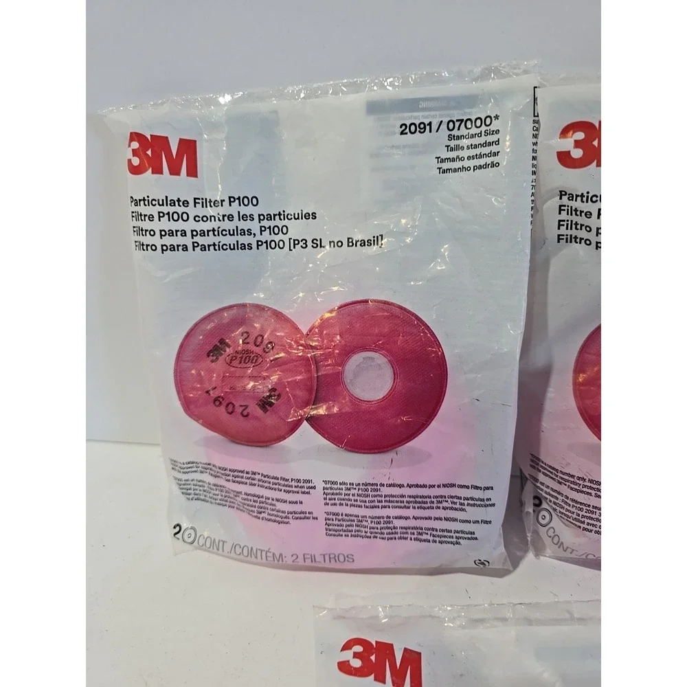 2091 Genuine 3M Respirator Filter Made in USA Particulate Filter P100 X3 Pair